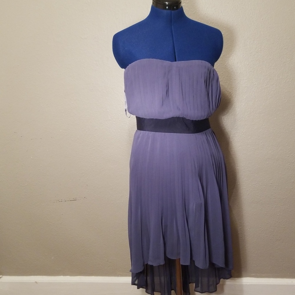 Strapless high/low dress pleated